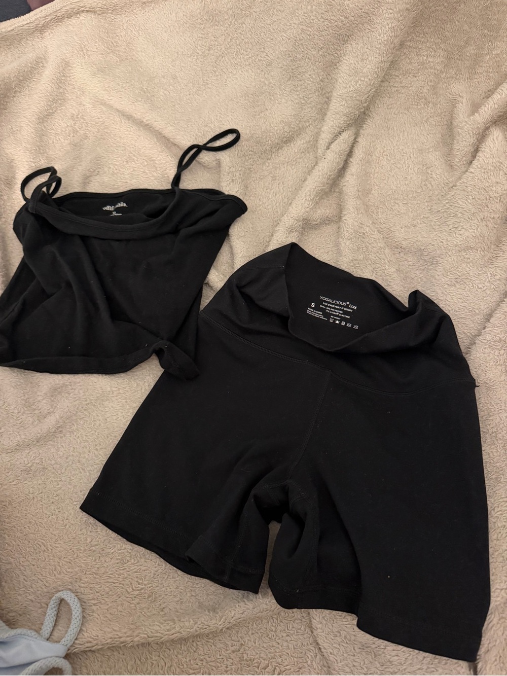Black Crop Top & Biker Shorts 2 Piece Set S/M